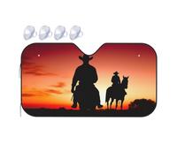 Texas Cowboy Car Windshield Sun Shade Foldable Reflector Sunshade for Car Front Window and Interior Sun Protection, Universal Auto Sun Blocker Visor Protector Medium