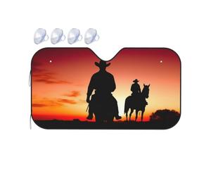 Texas Cowboy Car Windshield Sun Shade Foldable Reflector Sunshade for Car Front Window and Interior Sun Protection, Universal Auto Sun Blocker Visor Protector Medium