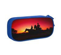 Texas Cowboy Large Capacity Double Layer Pencil Case,Customizable Full Print Polyester Fabric Organizer-School, Office, Travel Makeup Pouch