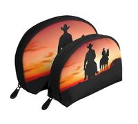 Texas Cowboy Portable Shell Cosmetic Bag Set - Travel Makeup Organiser with Zipper & Inner Compartments