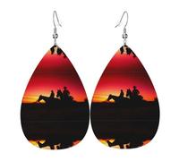 Texas Cowboy Print Leather Earring for Women â€“ Lightweight Dangle Earrings, Fashion Statement Costume Jewelry