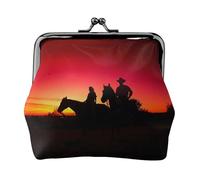 Texas Cowboy Print Print Coin Purse for Men Women Leather Kiss Lock Small Pouch Coin Wallet