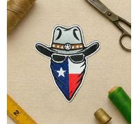 Texas Cowboy Skull Bandana Patch, Sew On Iron On Embroidered Western Texas Flag Patch for Clothes Backpacks Hats Jeans Bag, Gift for Cowboys, Texans & Western Lovers, Birthday or Christmas Gift