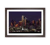 Texas Dallas Skyline USA Framed Print | A2 Walnut Framed Wall Art | Ready to Hang | Modern Flag Picture | Living Room Bedroom Lounge Office