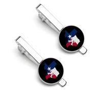 Texas Distressed Bigfoot Flag Tie Clips for Men Classic Necktie Tie Bar 2 Pack Clasp Clips Gifts for Anniversary Business