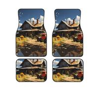 Texas Farm Tractor Print Car Floor Mat Pads - Front Back Rugs All-Weather Auto Foot Mat Set of 4 Pieces, for Women Men