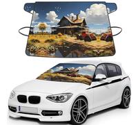 Texas Farm Tractor Print Universal Car Windshield Snow Cover, Front Window Protection Cover for SUVs, Trucks & Autos