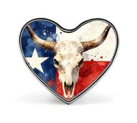 Texas Flag Cow Skull Heart Brooch Cute Badge Lapel Pins