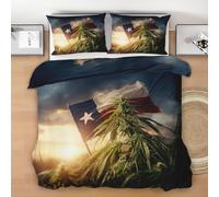 Texas Flag Duvet Cover Set Cot Bed for Kids Boys Girls, Sunrise Marijuana Bedding Set Junior 120x150 cm, Breathable Hypoallergenic Soft Reversible Toddler Duvet with 1 Pillowcase