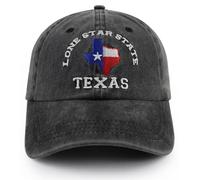 Texas Flag Hats for Men Women,Funny Adjustable Cotton Embroidered Lone Star State Baseball Cap, Black, One Size