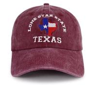 Texas Flag Hats for Men Women,Funny Adjustable Cotton Embroidered Lone Star State Baseball Cap, Burgundy, One size