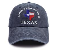 Texas Flag Hats for Men Women,Funny Adjustable Cotton Embroidered Lone Star State Baseball Cap, Navy, One Size