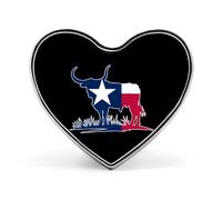Texas Flag Longhorn Cow Heart Brooch Cute Badge Lapel Pins