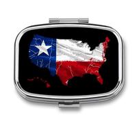 Texas Flag Map Travel Pill Organizer 2 Compartments Pill Case Pill Box Containers for Purse Pocket