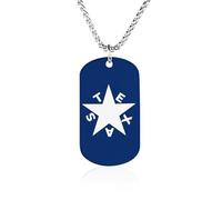 Texas Flag Personalized Memorial Necklace Printed Metal Pendant Birthday Gifts for Men Women 23.6in(60cm)