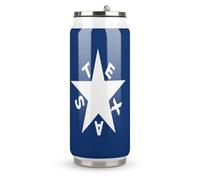 Texas Flag Stainless Steel Coke Tumbler Vacuum Insulated Beverage Cup Travel Coffee Mug with Lid Straw 500ml