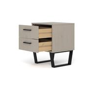 Texas - grey waxed pine industrial style 2 drawer bedside cabinet
