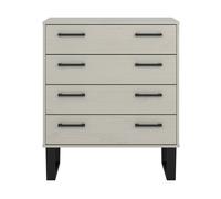 Texas - grey waxed pine industrial style 4 drawer chest