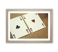 Texas Holdem Playing Cards Framed Print | A2 Oak Framed Wall Art | Ready to Hang | Modern Nature Picture | Living Room Bedroom Lounge Office