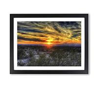 Texas Landscape Sunset USA Modern Framed Print | A3 Black Framed Wall Art | Ready to Hang | Modern Flag Picture | Living Room Bedroom Lounge Office