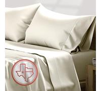 TEXAS LINEN CO. 100% Egyptian Cotton Sheets - 600 Thread Count 4 PC King Size Sheet Set, Soft, Cooling, High Thread Count Sateen Weave, Extra Long Staple Luxury Bedding, 16" Deep Pocket - Ivory
