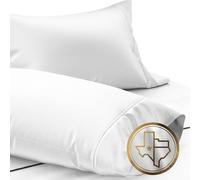 TEXAS LINEN CO. 100% Egyptian Cotton Standard/Queen Size Pillow Cases Set of 2-1000 Thread Count Pillow Cover - Soft, Breathable & Cooling White Pillowcases Set of 2 for Standard/Queen Pillows