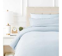 TEXAS LINEN CO. Queen/Full Duvet Cover, 600 Thread Count Sateen 3Pc Egyptian Cotton Duvet Cover Set, 100% Pure Cotton Comforter Cover, 2 Pillow Shams, Zipper Closure, 7 Corner Ties - (Light Blue)