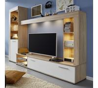texas living room set in rough sawn oak and white with led