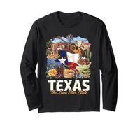 Texas Lone Star State Pride Symbols Collage Art Long Sleeve T-Shirt