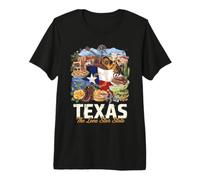 Texas Lone Star State Pride Symbols Collage Art Premium T-Shirt