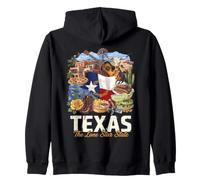 Texas Lone Star State Pride Symbols Collage Art Zip Hoodie