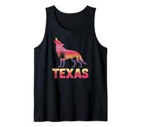 Texas Lone Wolf Howling Retro Sunset Tank Top