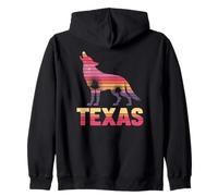 Texas Lone Wolf Howling Retro Sunset Zip Hoodie
