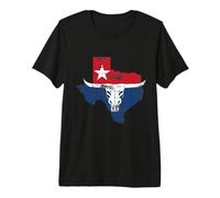 Texas Longhorn Bull Texan Pride US Flag Texas Premium T-Shirt
