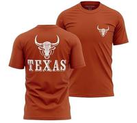 Texas Longhorn Shirts, Texas Shirt for Men, Front & Back, Austin Lonestar State Cowboy and Rodeo Fan T-Shirt, Texas Orange, Large