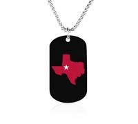 Texas Map Flag Personalized Memorial Necklace Printed Metal Pendant Birthday Gifts for Men Women 23.6in(60cm)