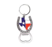 Texas Map Horseshoe Bottle Opener Keychain, Collectible Souvenir, 1.6 x 4 Inches