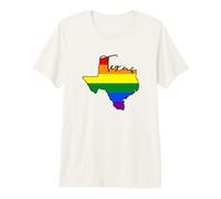 Texas Map USA State Texas Rainbow Flag Pride Month Premium T-Shirt