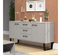 Core Products Texas Medium Sideboard With 2 Doors 3 Drawers Grey Wash Waxed Pine, Grey