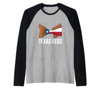 Texas Reds Fishing Shirt Texas Flag Redfish Tail Graphic Raglan Baseball Tee