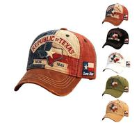 Texas Republic Baseball Cap, Commemorative Lone Star State Texas Hat, with Embroidered Texas Map & Flag, Adjustable, for Men & Women (01#)