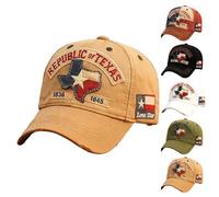 Texas Republic Baseball Cap, Commemorative Lone Star State Texas Hat, with Embroidered Texas Map & Flag, Adjustable, for Men & Women (04#)