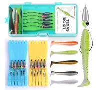 Texas Rig Kit 10 PCs 3/8oz with Paddle Tail Swimbaits and Reusable Bait Rig Keeper Case, Quick-Fishing Bass Fishing Lures Kit