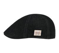Stetson Texas Denim Flatcap Cotton Jeans Look Robust Unicolor Melange Cap Men Autumn Winter Black L (58-59 cm)