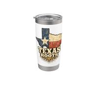 Texas Roots Retro Flag State Outline Distressed Design Stainless Steel Insulated Tumbler