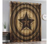 Texas Star Curtains for Bedroom 52 x 84 Inch 2 Panels, Rustic Western Texas Blackout Curtains for Living Room Accessories, Eyelet Thermal Patterned Black Out Curtain G&-18