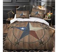 Texas Star Decor Duvet Cover 3D Print Super Soft 3 Piece Bed Set Zipper Closure Rustic Wall Comforter Cover Durable Anti-allergic for Kids Adults Women Teens Youth Teenagers Double（200x200cm）