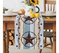 Texas Star Table Runner 13x70 Inches Long Countryside Star Cotton Linen Table Runner Burlap Style for Dinner Table Party Decor Tabletop Decorations