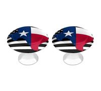 Texas State Black U.S. Flag Funny Cabinet Knobs 2 Pack Round Drawer Dresser Pulls Door Handles Knobs for Door Wardrobe