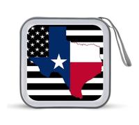 Texas State Black U.S. Flag Funny CD Holder 40 Capacity DVD Case Disc Protective Storage Organizer Bag for Car Home Travel